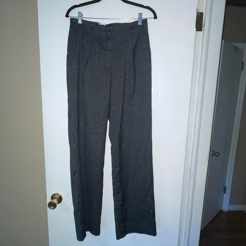 Jones New York Collection Black Gray Silver‎ Pinstripe Slacks Sz 4 NWT